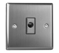 Varilight Flex Outlet Plate - Classic Brushed Steel with Brushed Steel Insert, XTFOD