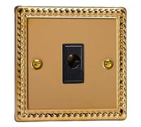 Varilight 16A Flex Outlet Plate Classic Georgian Brass with Black Insert