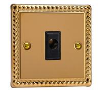 Varilight 16A Flex Outlet Plate Classic Georgian Brass with Black Insert