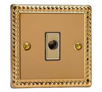 Varilight 16A Flex Outlet Plate Classic Georgian Brass with Brass Insert