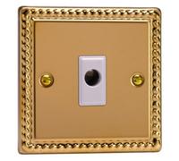 Varilight Flex Outlet Plate - Classic Georgian Brass With White Insert, Xgfow