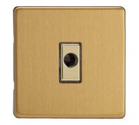 Varilight Flex Outlet Plate - Screwless Brushed Brass With Polished Brass Insert, Xdbfods