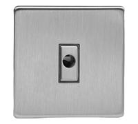 Varilight Flex Outlet Plate - Screwless Brushed Steel With Brushed Steel Insert, XDSFODS