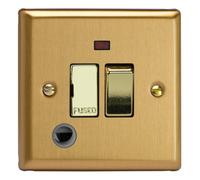 Varilight Fused Spur with Flex Outlet & Neon Indicator - Classic Brushed Brass, XB6FOND