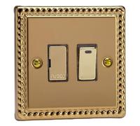 Varilight 13A Switched Fused Spur + Neon Classic Georgian Brass with Brass Insert