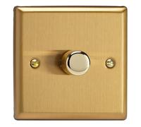 Varilight HB3 V-Dim Halogen Dimmer, Classic Brushed Brass, 400w Max, 1-Gang, 2-Way, 60-400w