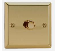Varilight Hv3 Single Dimmer Light Switch 1 Gang 2 Way Push On/off Rotary Dimmer 400W - Victorian Brass