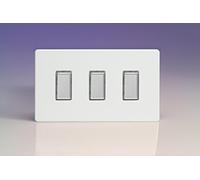 Varilight JDQES003S Dimmer Switch 3 Gang Premium White