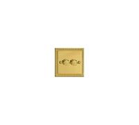Varilight JGP252 Classic V-Pro Georgian Brass 2-Gang LED Trailing Edge Dimmer in Yellow Varilight Yellow