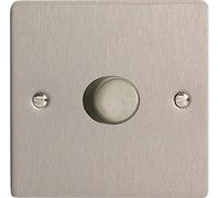 Varilight LED Dimmer Switch, Energy Saving Dimmerswitch, Trailing Edge Dimmer Switch, JFSP401, Suitable for all dimmable loads, Brushed Steel, Ultraflat, Flat Plate, max load 400W, Fits a 25 mm Wall Box