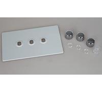 Varilight Matrix 3-Gang Double Plate Unpopulated Dimmer Kit. Screwless Primed and Ready to Paint