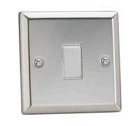 Varilight Mirror Chrome Light Switch 1-4 Gang White Inserts Polished Chrome