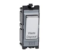 Varilight Polished Chrome PowerGrid Engraved Module 20 Amp 1-Way Double Pole Switch 'Waste Disposal'