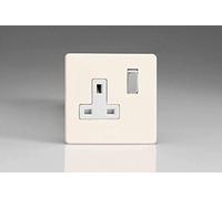 Varilight Primed Ready to Paint Flat Plate Screwless 1 Gang 13 Amp Switched Plug Socket - White Inserts