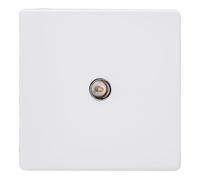 Varilight Primed Ready to Paint Flat Plate Screwless 1-Gang TV Socket, Co-Axial