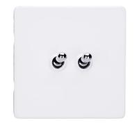 Varilight Primed Ready to Paint Flat Plate Screwless 2 Gang 10 Amp Toggle Switch