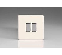 Varilight Primed Ready to Paint Flat Plate Screwless 2 Gang 2-Way 10 Amp Light Switch