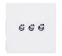 Varilight Primed Ready to Paint Flat Plate Screwless 3 Gang 10 Amp Toggle Switch