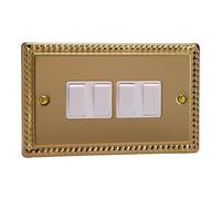 Varilight - 4G 1 or 2W 10A Switch Georgian Brass - XG9W