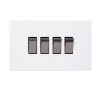 Varilight Quad 2-Way Rocker Light Switch - Screwless Primed With Iridium Rockers, XDY9IS.PD
