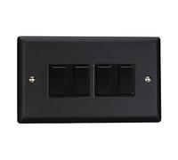 Varilight 4-Gang 2-Way Rocker Light Switch Xy9B.mb, Urban Matt Black with Black Rockers