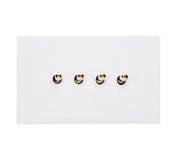 Varilight Quad 2-Way Toggle Light Switch - Screwless Primed Ready To Paint With Polished Brass Toggles, Xdyt9Vs.pd