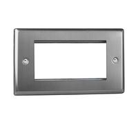 Varilight Quad DataGrid Plate - Classic Brushed Steel, XTG4