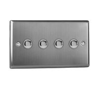 Varilight 4-Gang Momentary Retractive Switch - Classic Brushed Steel With Brushed Steel Buttons