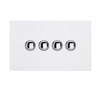 Varilight Quad Momentary Retractive Switch - Screwless Primed Ready To Paint With Chrome Buttons, Xdym4S.pd