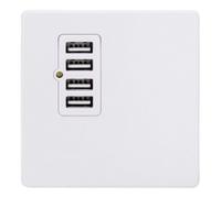 Varilight Quad Usb Charger - Screwless Primed Ready To Paint With White Insert, Xdyu4Ws.pd