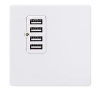 Varilight Quad USB Charger - Screwless Primed with White Insert, XDYU4WS.PD