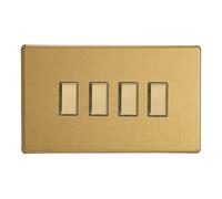 Varilight Quad V-Pro Multi-Point Companion Controller - Screwless Brushed Brass With Polished Brass Buttons, Jdbes004S