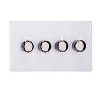 Varilight Quad V-Pro Rotary 2-Way Led Dimmer 4 X 0-120W - Screwless Primed Ready To Paint With Iridium Knobs, Jdydp254Is.pd