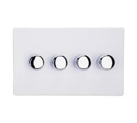 Varilight Quad V-Pro Rotary 2-Way Led Dimmer 4 X 0-120W - Screwless Primed Ready To Paint With Polished Chrome Knob, Jdydp254S.pd