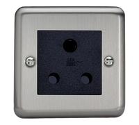 Varilight Round Pin Socket 15A - Value Matt Chrome With Black Insert, XSRP15AB