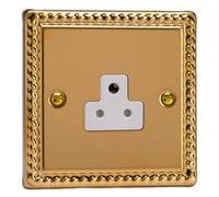 Varilight Round Pin Socket 2A - Classic Georgian Brass With White Insert, Xgrp2Aw