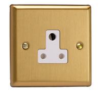 Varilight Round Pin Socket 5A - Classic Brushed Brass With White Insert, Xbrp5Aw