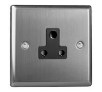 Varilight XTRP5AB Classic Brushed Steel 1 Gang 5A Round Pin Plug Socket