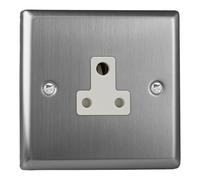 Varilight XTRP5AW Classic Brushed Steel 1 Gang 5A Round Pin Plug Socket