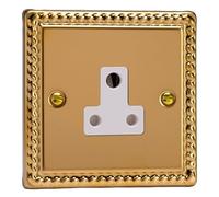 Varilight 1-Gang 5A Round Pin Socket Classic Georgian Brass with White Insert