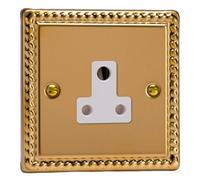 Varilight Round Pin Socket 5A - Classic Georgian Brass With White Insert, Xgrp5Aw