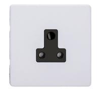 Varilight Round Pin Socket 5A - Screwless Primed Ready To Paint With Black Insert, Xdyrp5Abs.pd