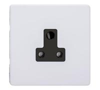 Varilight Round Pin Socket 5A - Screwless Primed With Black Insert, XDYRP5ABS.PD