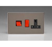 Varilight Screwless Pewter effect Cooker switch & socket