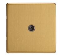 Varilight 1-Gang TV Plug Socket, Co-Axial Brushed Brass XDB8S