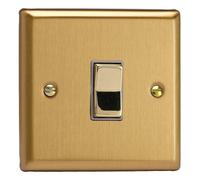 Varilight Single 1-Way Push Retractive Switch - Classic Brushed Brass With Polished Brass Rocker, XBKR1D