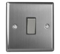 Varilight 1-Gang 20A Double Pole Rocker Switch Brushed Steel