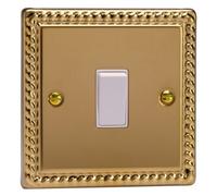 Varilight Single 20A Double Pole Switch - Classic Georgian Brass With White Rocker, Xg20W