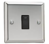 Varilight Single 20A Double Pole Switch - Classic Mirror Chrome With Black Rocker, Xc20B