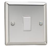 Varilight Single 20A Double Pole Switch - Classic Mirror Chrome With White Rocker, Xc20W